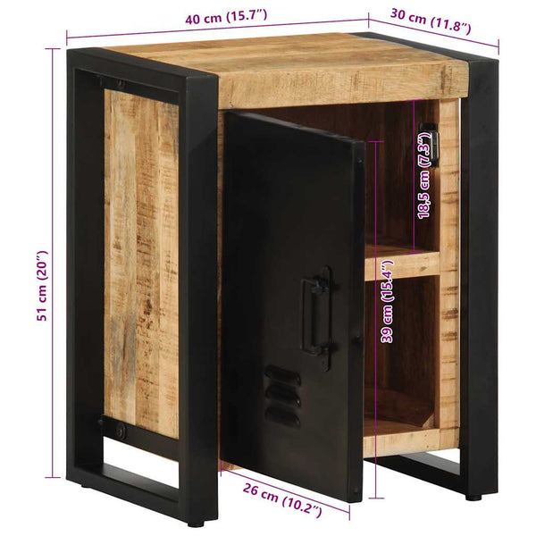 vidaXL Nightstand 40x30x51 cm Rough Mango Wood