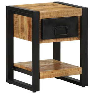 vidaXL Bedside Cabinet 35x34x45 cm Rough Mango Wood