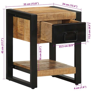 vidaXL Bedside Cabinet 35x34x45 cm Rough Mango Wood