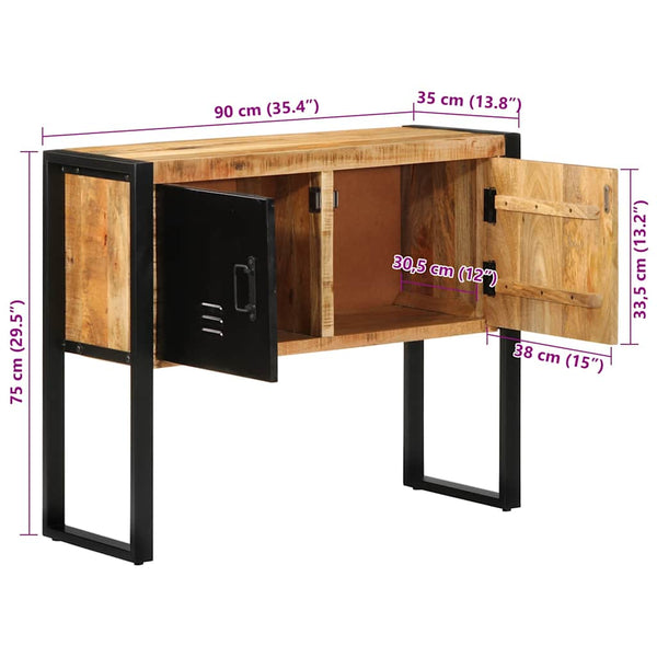 vidaXL Console Table 90x35x75 cm Rough Solid Mango Wood