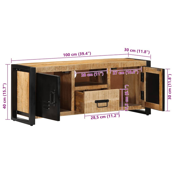 vidaXL TV Cabinet 100x30x40 cm Solid Mango Wood