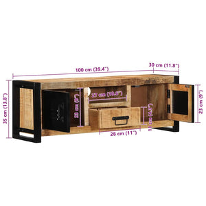 vidaXL TV Cabinet 100x30x35 cm Solid Mango Wood