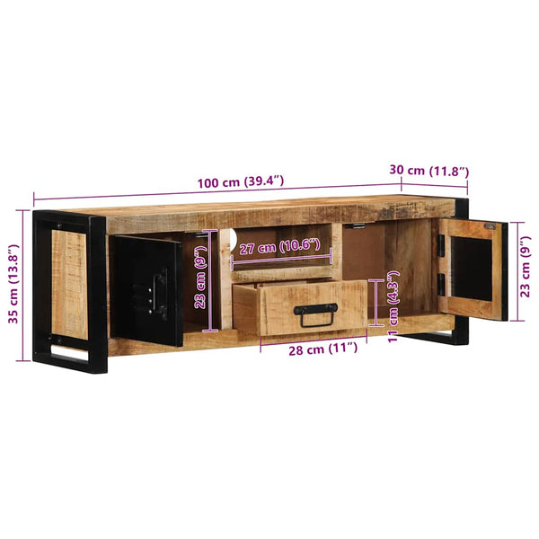 vidaXL TV Cabinet 100x30x35 cm Solid Mango Wood