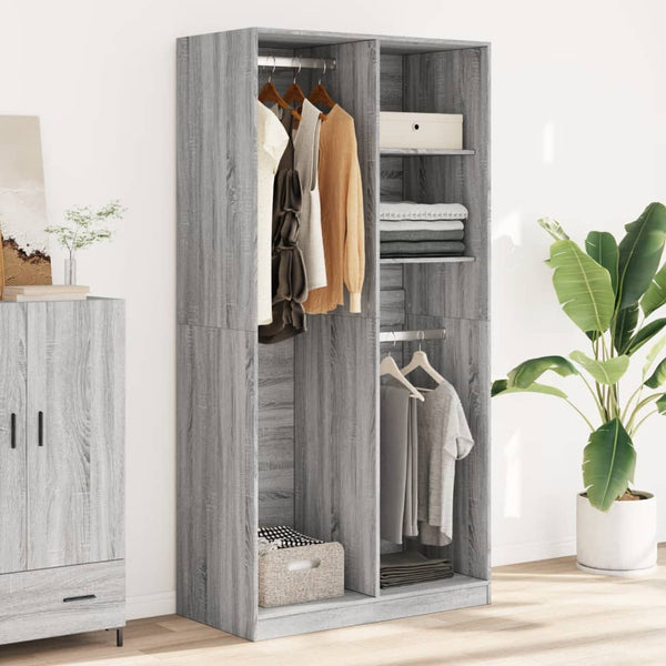 vidaXL Wardrobe Sonoma Grey 100x50x200 cm Engineered Wood