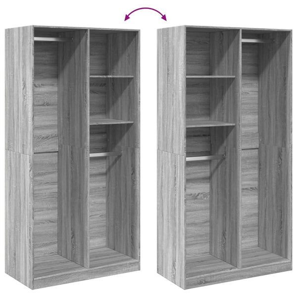 vidaXL Wardrobe Sonoma Grey 100x50x200 cm Engineered Wood
