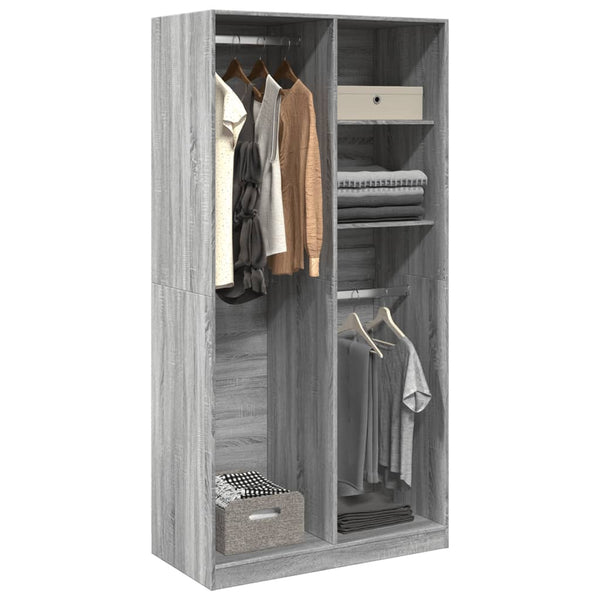 vidaXL Wardrobe Sonoma Grey 100x50x200 cm Engineered Wood