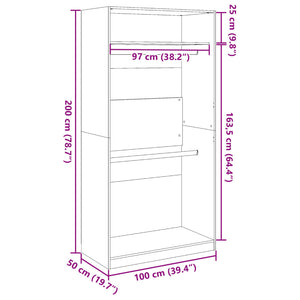 vidaXL Wardrobe Brown Oak Look 100x50x200 cm Engineered Wood