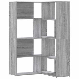 vidaXL Corner Bookcase 4 Tiers Gray Sonoma 85x85x140 cm Engineered Wood
