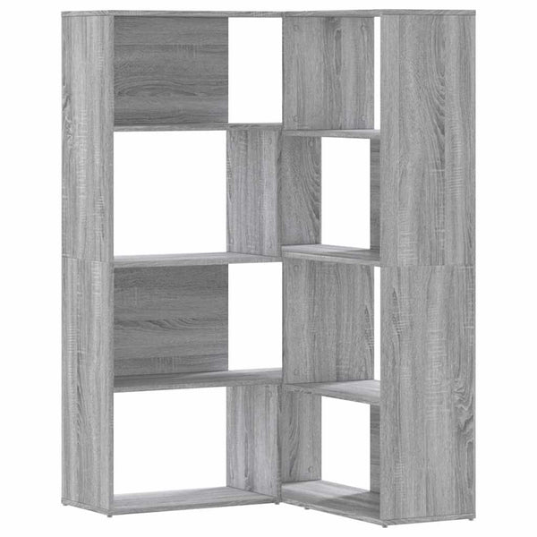 vidaXL Corner Bookcase 4 Tiers Gray Sonoma 85x85x140 cm Engineered Wood