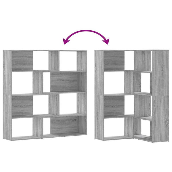 vidaXL Corner Bookcase 4 Tiers Gray Sonoma 85x85x140 cm Engineered Wood