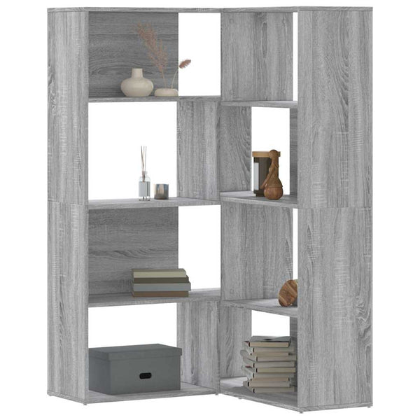 vidaXL Corner Bookcase 4 Tiers Gray Sonoma 85x85x140 cm Engineered Wood