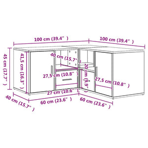 vidaXL Corner Shelf White 160x40x45 cm Engineered Wood