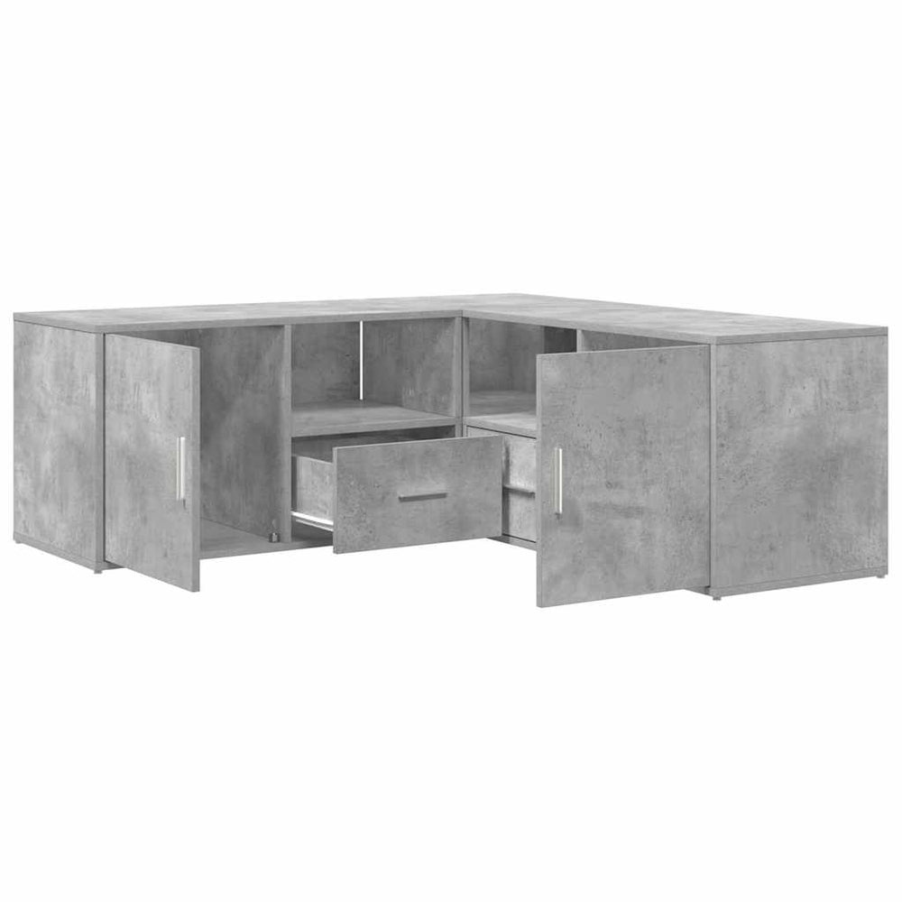 vidaXL Corner Shelf Concrete Grey 200x40x45 cm Engineered Wood
