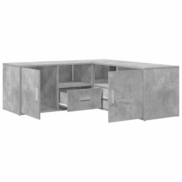 vidaXL Corner Shelf Concrete Grey 200x40x45 cm Engineered Wood