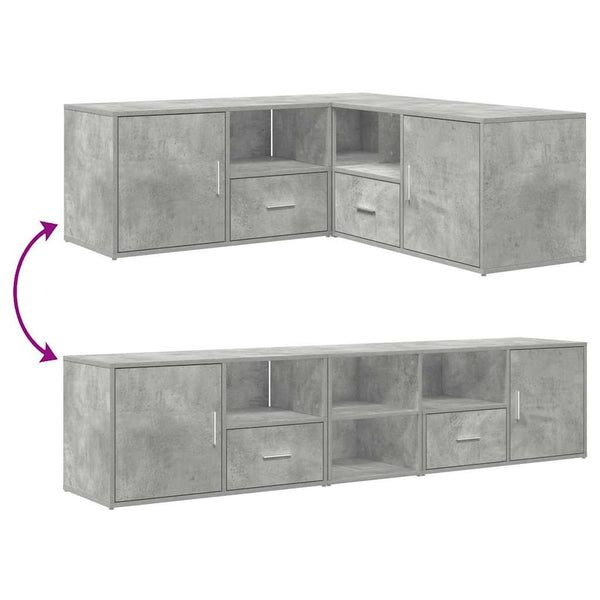 vidaXL Corner Shelf Concrete Grey 200x40x45 cm Engineered Wood