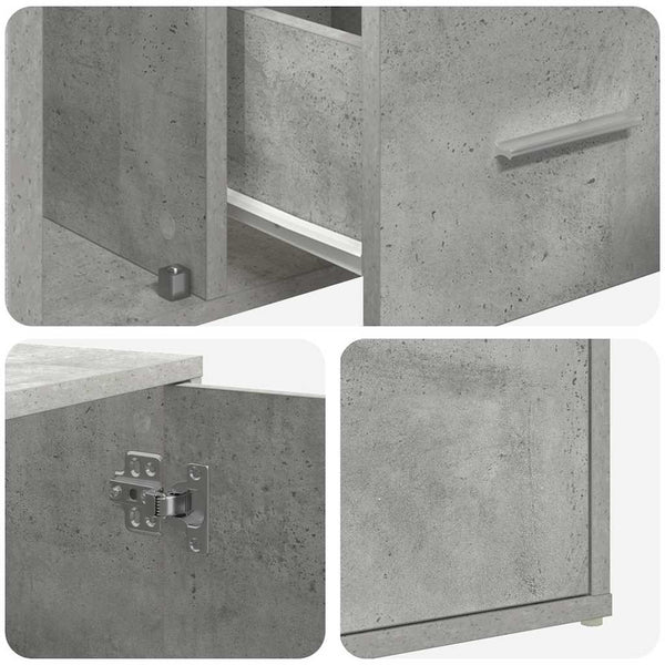 vidaXL Corner Shelf Concrete Grey 200x40x45 cm Engineered Wood