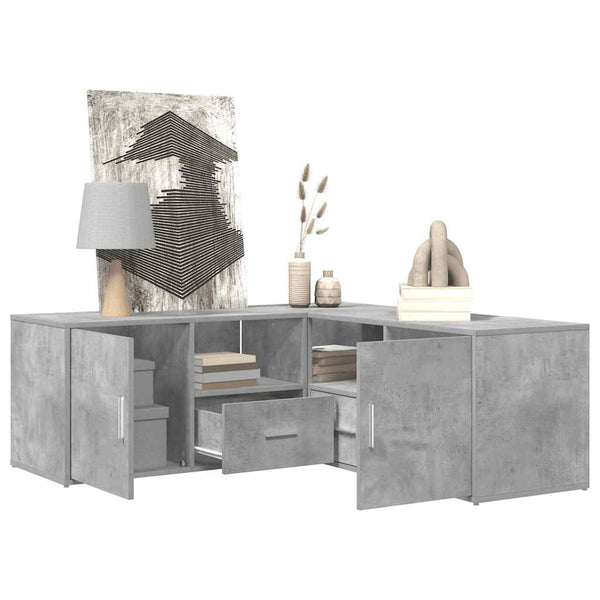 vidaXL Corner Shelf Concrete Grey 200x40x45 cm Engineered Wood