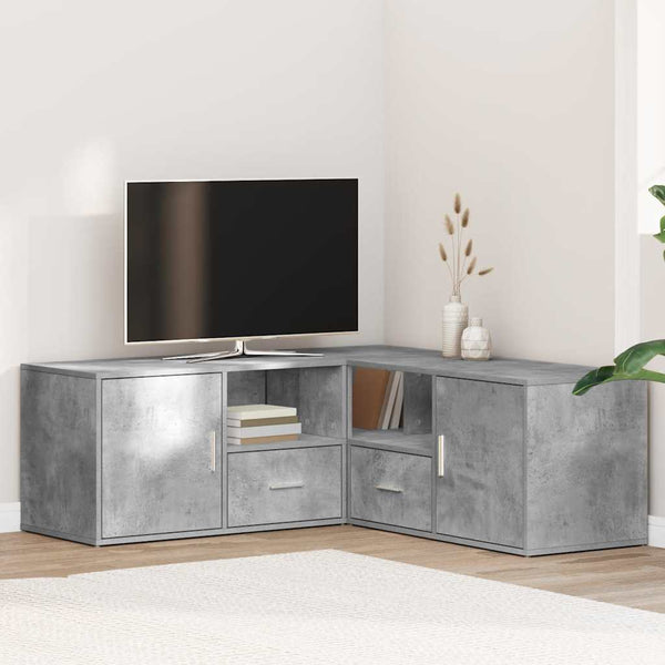 vidaXL Corner Shelf Concrete Grey 200x40x45 cm Engineered Wood