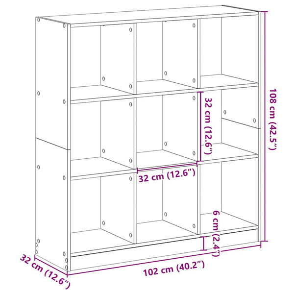 Betongraues Bücherregal, 102 cm