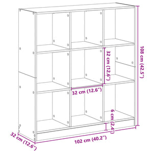 Bücherregal Grau Sonoma 102x32x108 cm