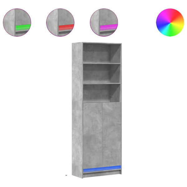 vidaXL Highboard with LED lighting Grey 69x32.5x200 cm Engineered Wood