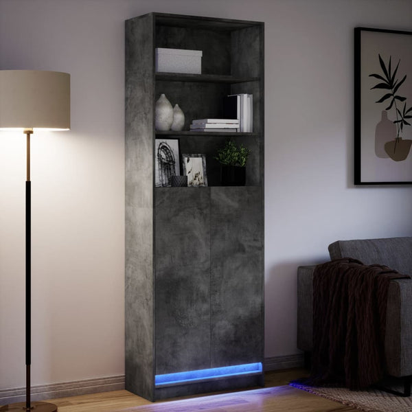 vidaXL Highboard with LED lighting Grey 69x32.5x200 cm Engineered Wood