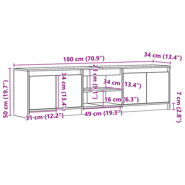 TV-Schrank Weiß mit LED 180cm