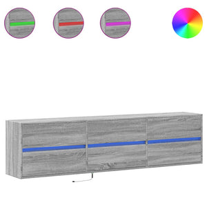 TV-Wandschrank mit LED, Grau Sonoma, 180 cm