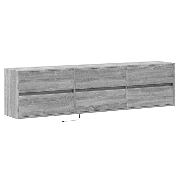 TV-Wandschrank mit LED, Grau Sonoma, 180 cm