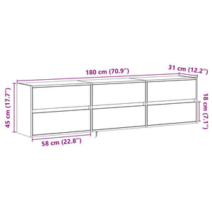 TV-Wandschrank mit LED, Grau Sonoma, 180 cm