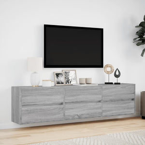 TV-Wandschrank mit LED, Grau Sonoma, 180 cm
