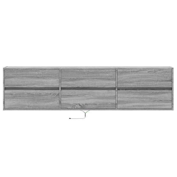 TV-Wandschrank mit LED, Grau Sonoma, 180 cm