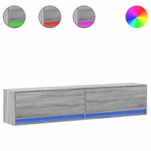 TV-Wandschrank mit LED, Grau Sonoma, 180 cm