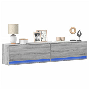 TV-Wandschrank mit LED, Grau Sonoma, 180 cm