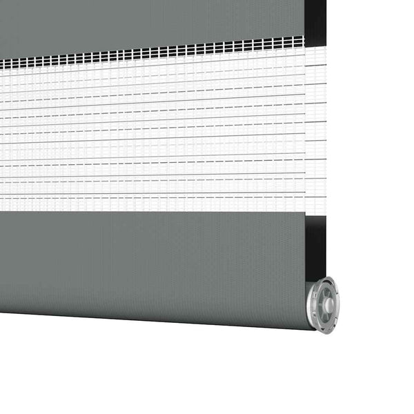 vidaXL Double Roller Blind Dark Grey 40x200 cm Fabric Width 35.9 cm Polyester