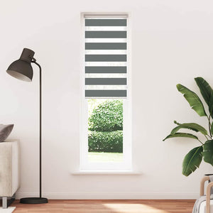 vidaXL Double Roller Blind Dark Grey 65x200 cm Fabric Width 60.9 cm Polyester