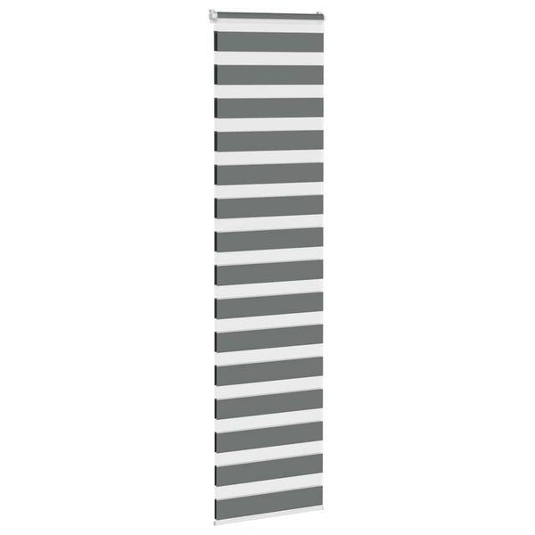 vidaXL Double Roller Blind Dark Grey 65x200 cm Fabric Width 60.9 cm Polyester