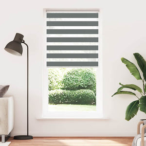 vidaXL Double Roller Blind Dark Grey 115x200 cm Fabric Width 110.9 cm Polyester