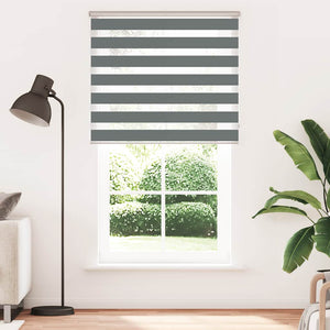 vidaXL Double Roller Blind Dark Gray 130x200 cm Fabric Width 125.9 cm Polyester