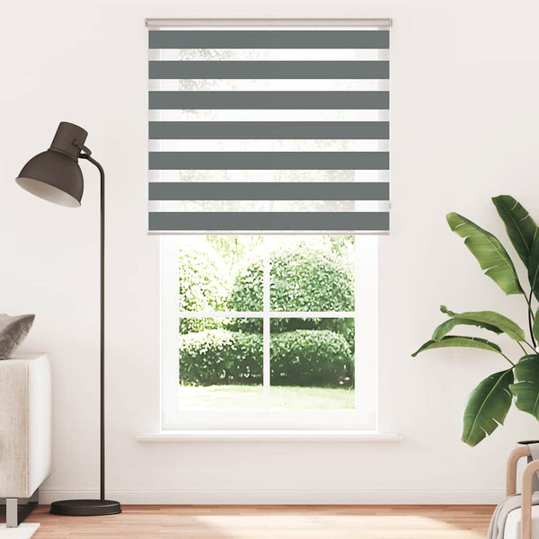 vidaXL Double Roller Blind Dark Gray 130x200 cm Fabric Width 125.9 cm Polyester
