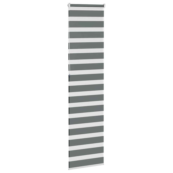 vidaXL Double Roller Blind Dark Grey 65x230 cm Fabric Width 60.9 cm Polyester