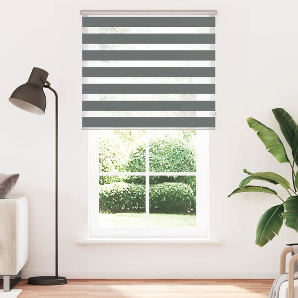vidaXL Double Roller Blind Dark Grey 135x230 cm Fabric Width 130.9 cm Polyester