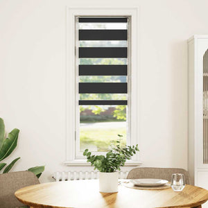 vidaXL Double Roller Blind Black 45x100 cm Fabric Width 40.9 cm Polyester