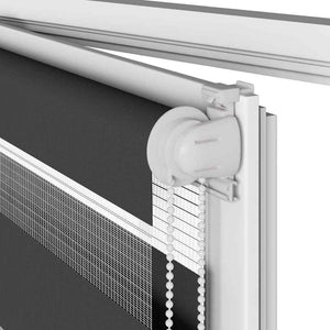 vidaXL Double Roller Blind Black 45x100 cm Fabric Width 40.9 cm Polyester