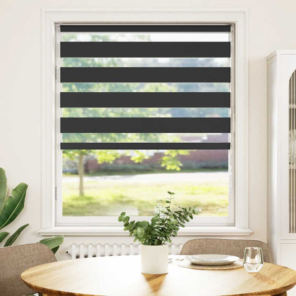 vidaXL Double Roller Blind Black 105x100 cm Fabric Width 100.9 cm Polyester