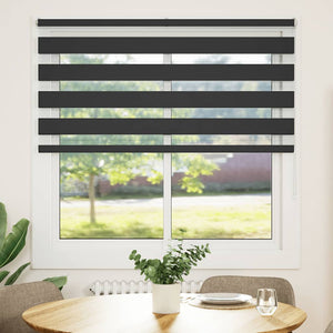 vidaXL Double Roller Blind Black 150x100 cm Fabric Width 145.9 cm Polyester