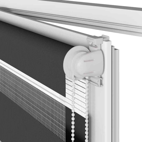 vidaXL Double Roller Blind Black 155x100 cm Fabric Width 150.9 cm Polyester