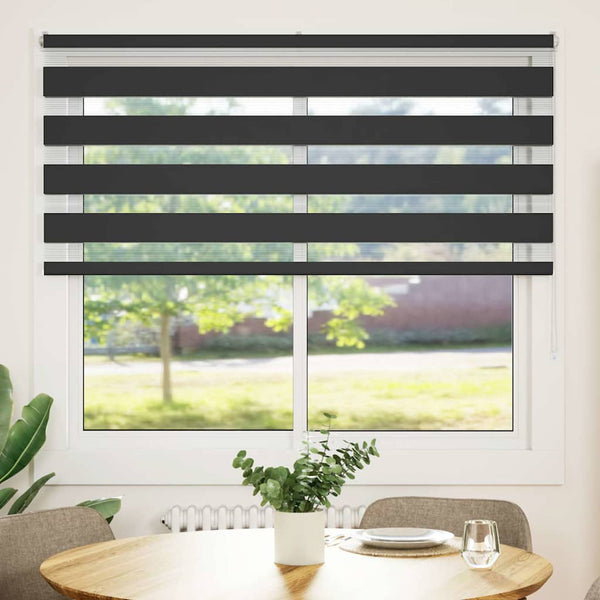vidaXL Double Roller Blind Black 155x100 cm Fabric Width 150.9 cm Polyester