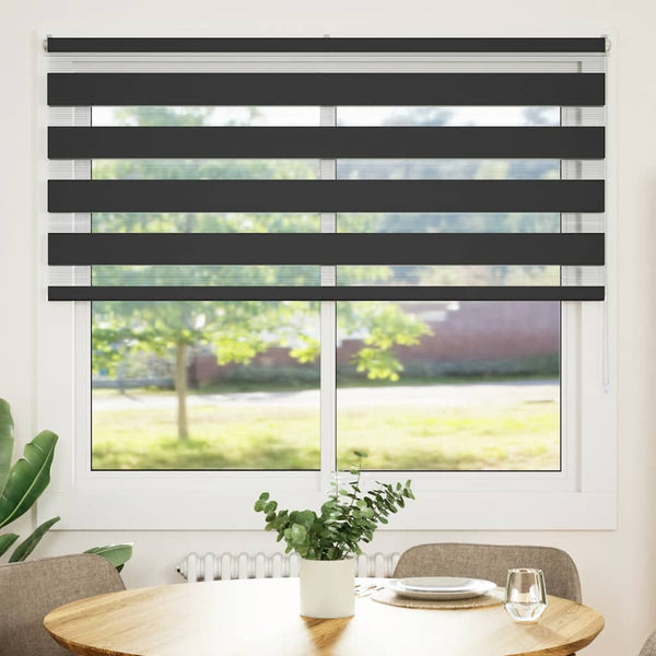 vidaXL Day and Night Roller Blind Black 165x100 cm Fabric Width 160.9 cm Polyester