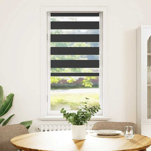 vidaXL Double Roller Blind Black 65x150 cm Fabric width 60.9 cm Polyester